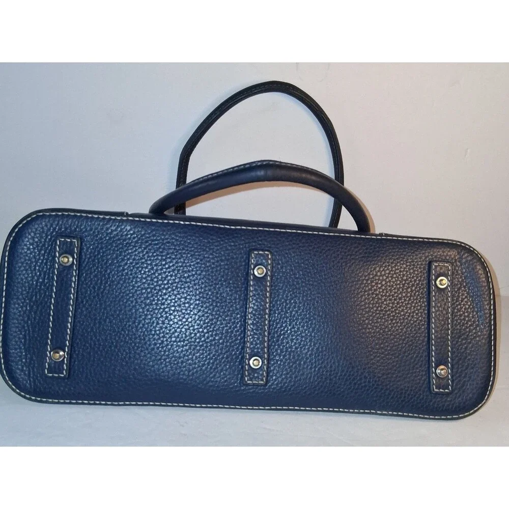 Dooney & Bourke navy Pebbled Leather Double Handles Satchel w/ wallet